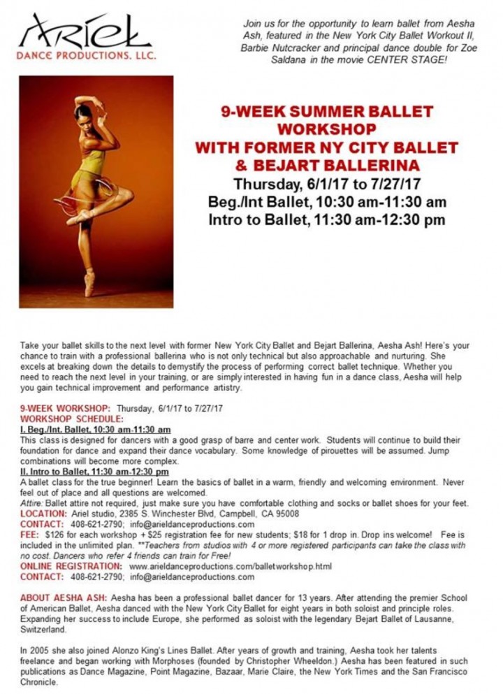 9-Week Ballet Workshop with Former NY City Ballet & Bejart Ballerina