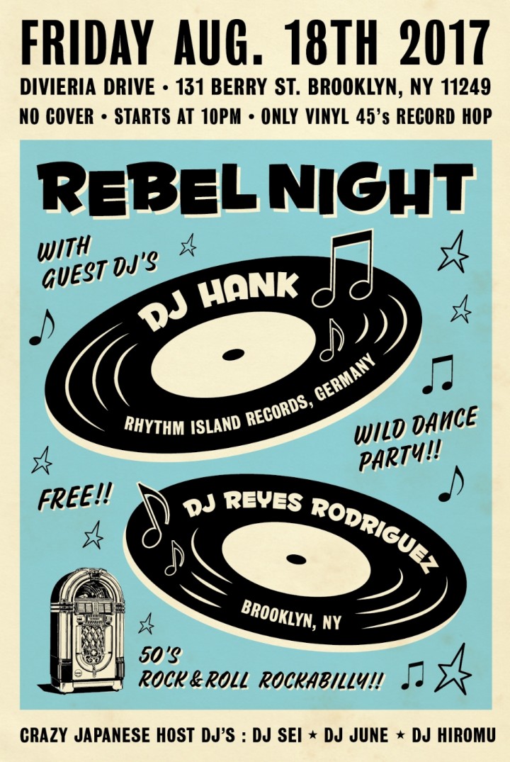 Rebel Night Record Hop w Guest DJ Hank from Germany 50's 60's Rockabilly and Rock n Roll dance party 
