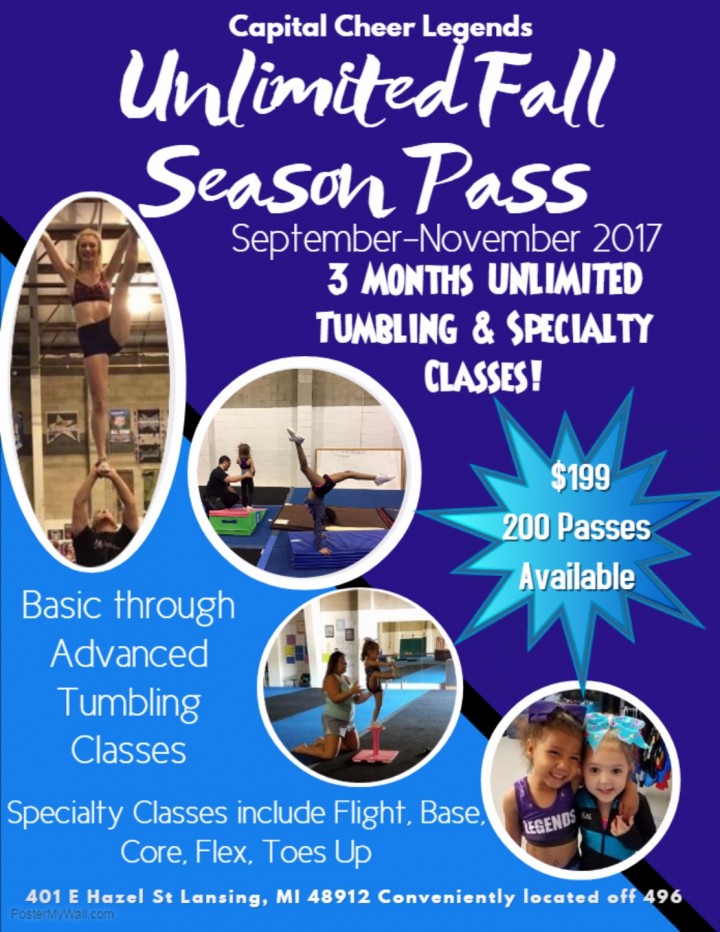 Legends Unlimited Fall Season Tumbling/Specialty Class Pass