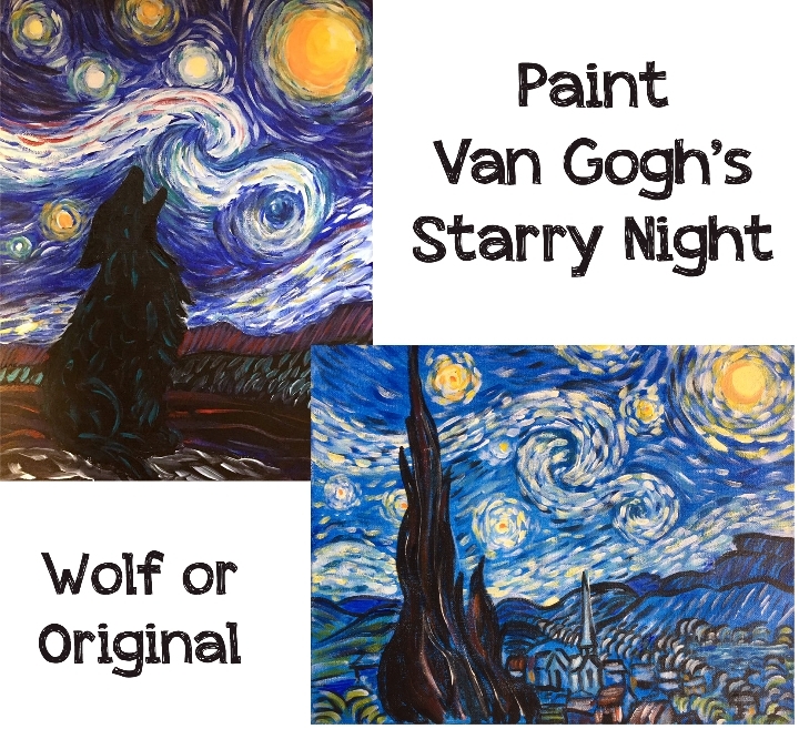 Starry Night with Wolf