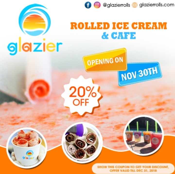Grand Opening Glazier Rolled Ice cream & Cafe